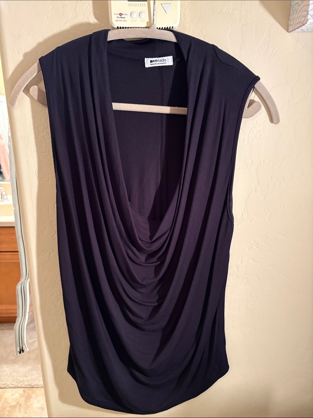Sleeveless Draped Cowl Neck Top in Black